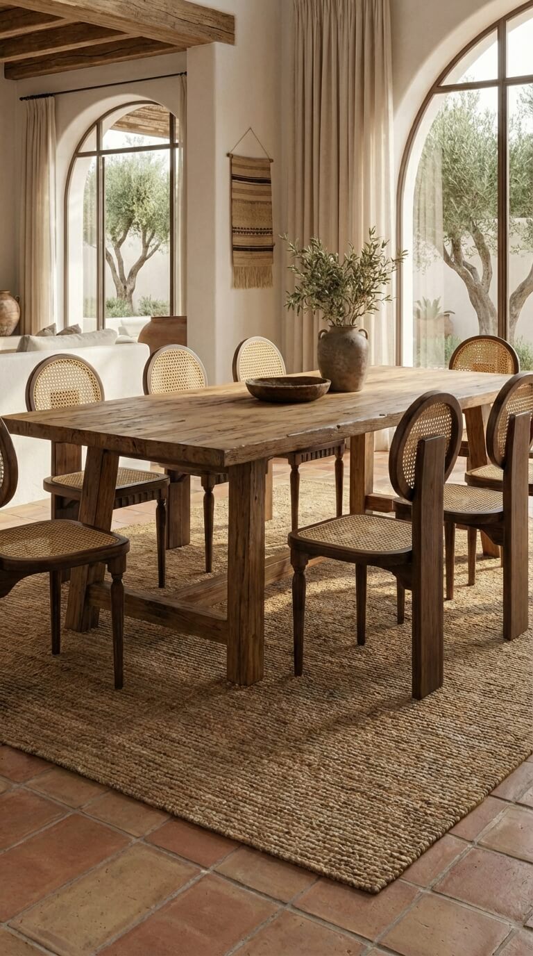 Teak wood accent chair in modern living room
