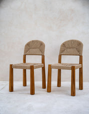 Modern teak wood chair in coastal-inspired room
