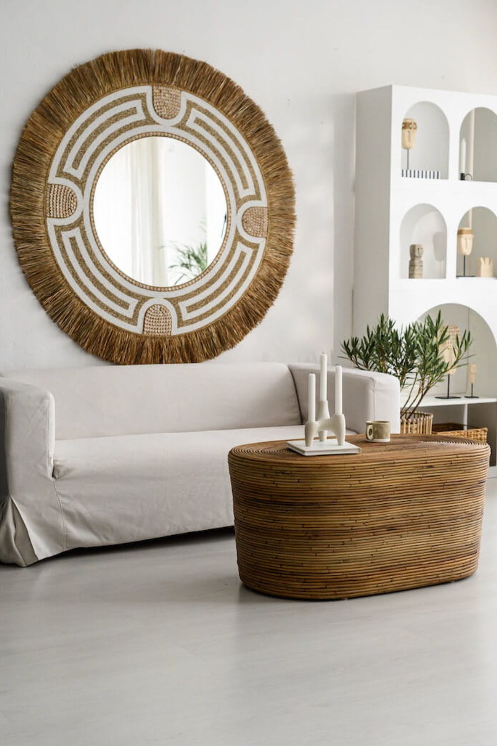 Tegal Oval Rattan Table in rich brown finish, handwoven from durable natural rattan for indoor or outdoor use