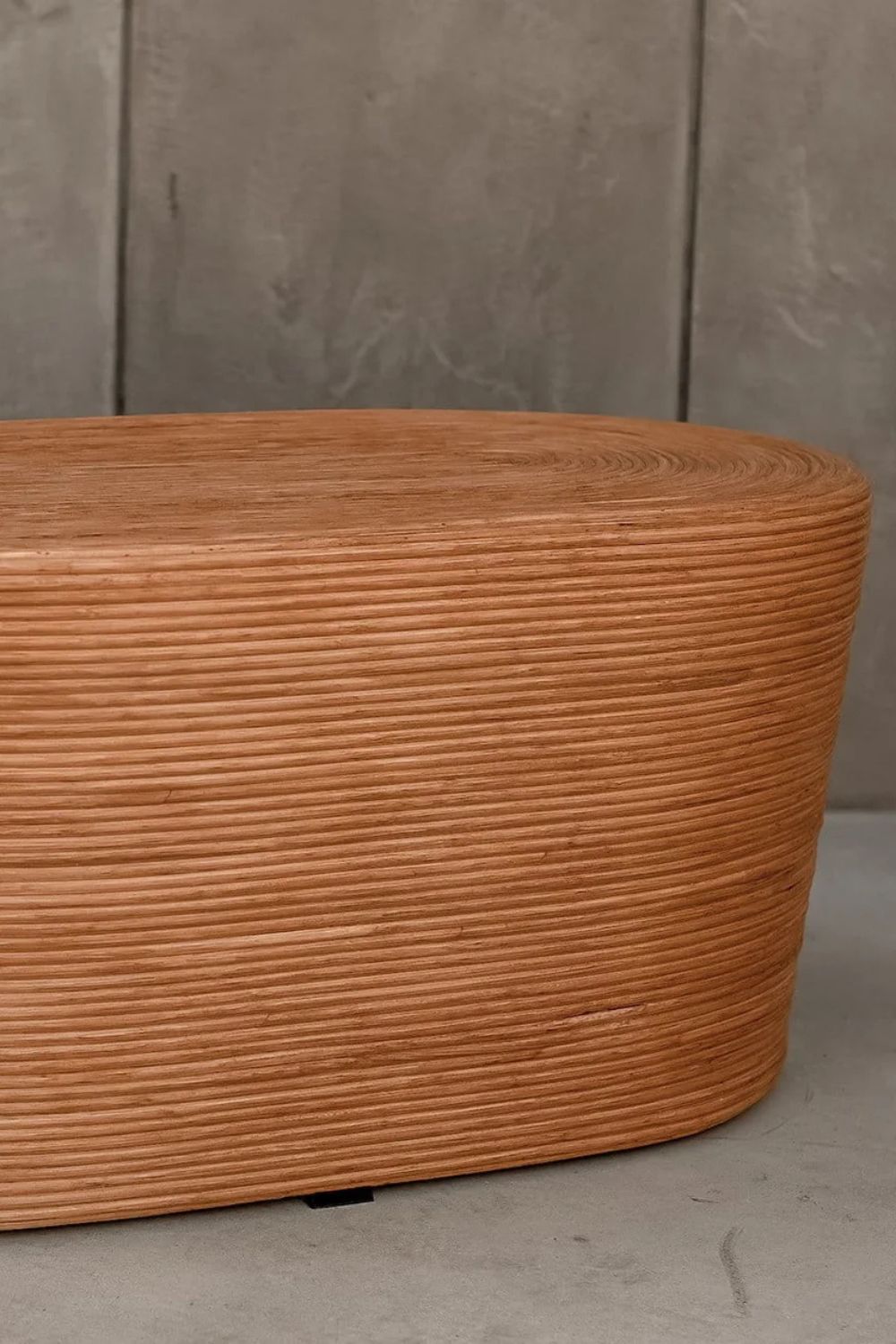 Tegal Oval Rattan Table in rich cognac finish, handwoven from durable natural rattan for indoor or outdoor use