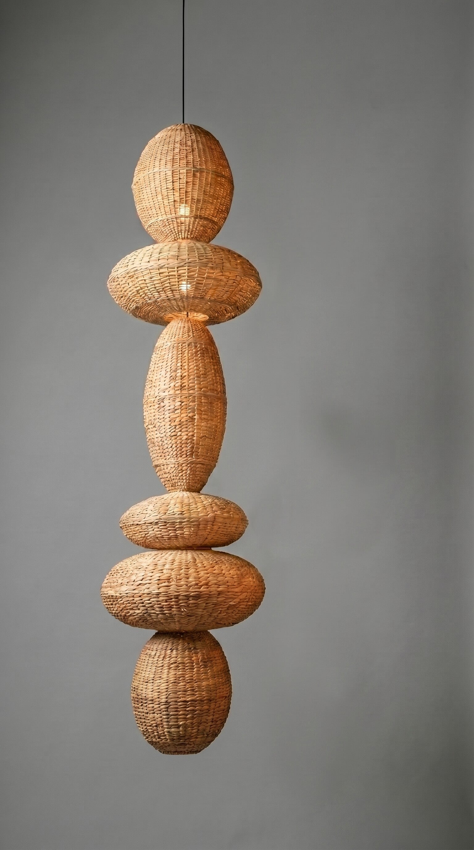 hanging long rattan lamp