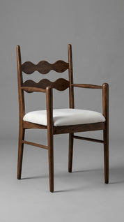 Solid teak wood chair with architectural form
