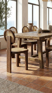 Teak wood accent chair in modern living room
