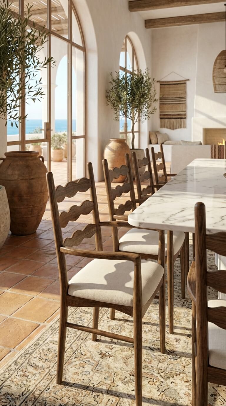 Natural teak wood accent chair in neutral decor