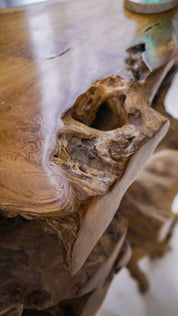 Close-up of a wooden surface with natural grain and texture