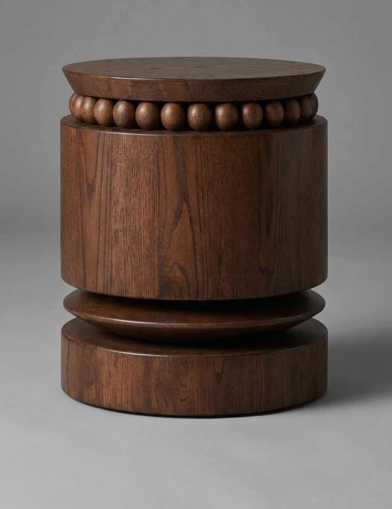 Woven rattan coffee table styled in living room interior
