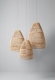 woven rattan lamp with warm natural texture
