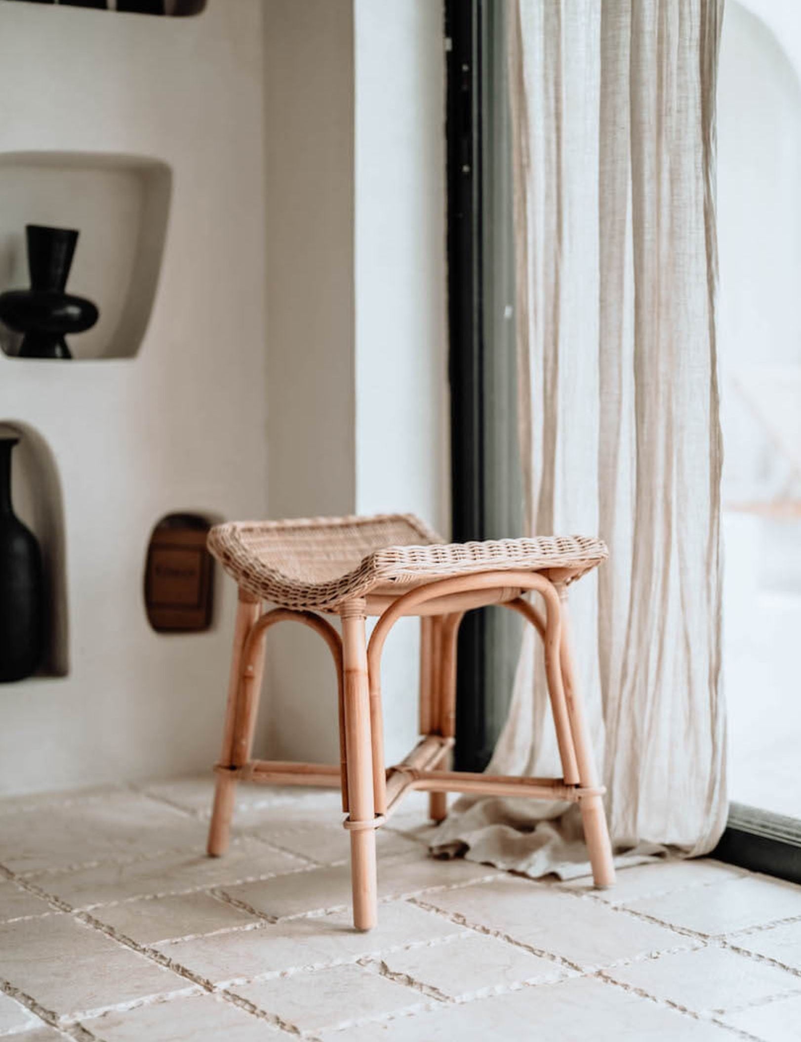 Oriana handmade rattan stool, durable and stylish natural furniture for modern interiors