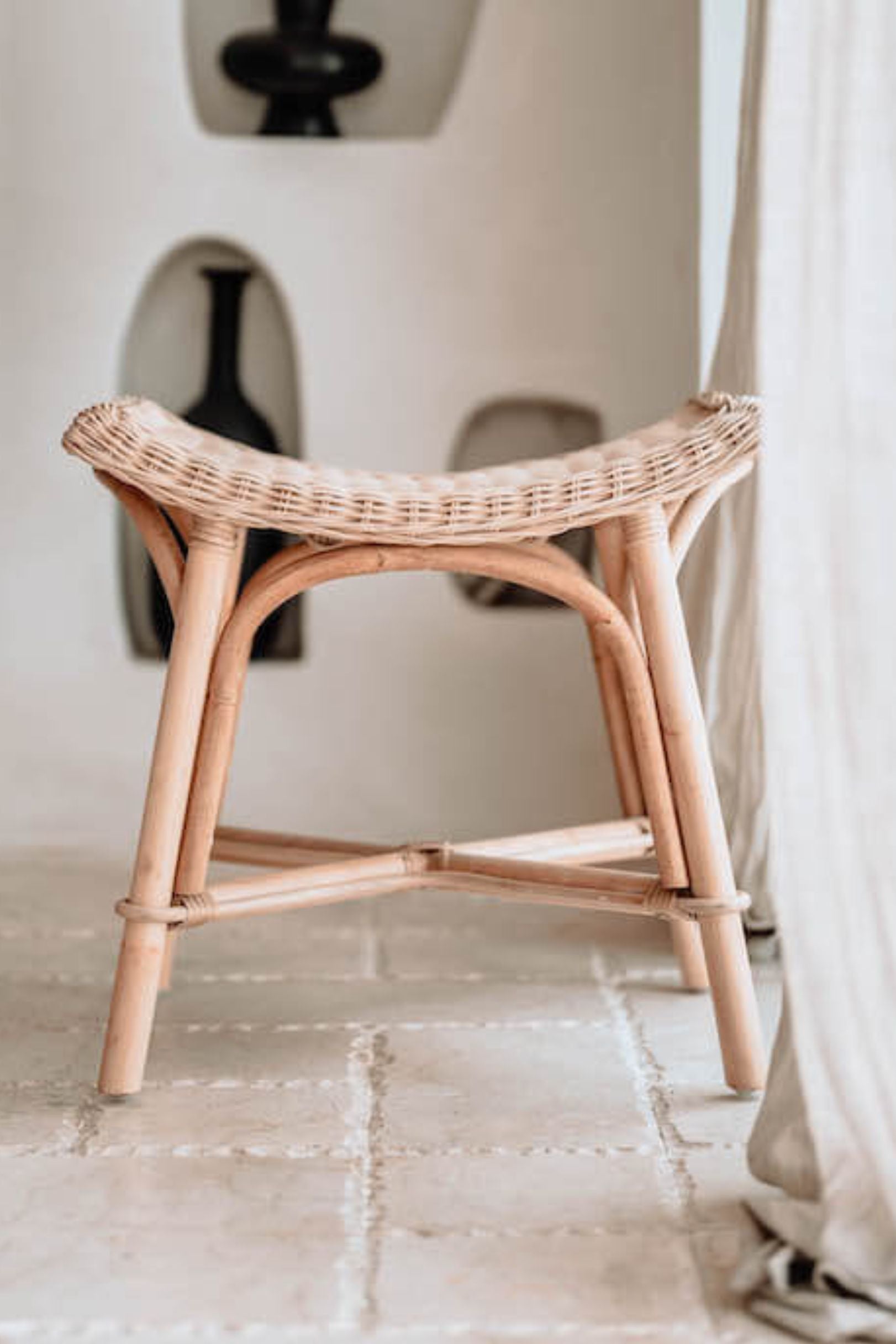 Oriana handmade rattan stool, durable and stylish natural furniture for modern interiors