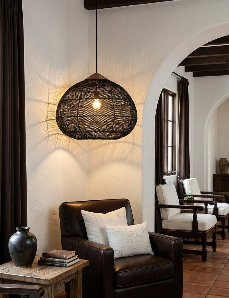 modern hanging rattan lamp designed for cozy interiors
