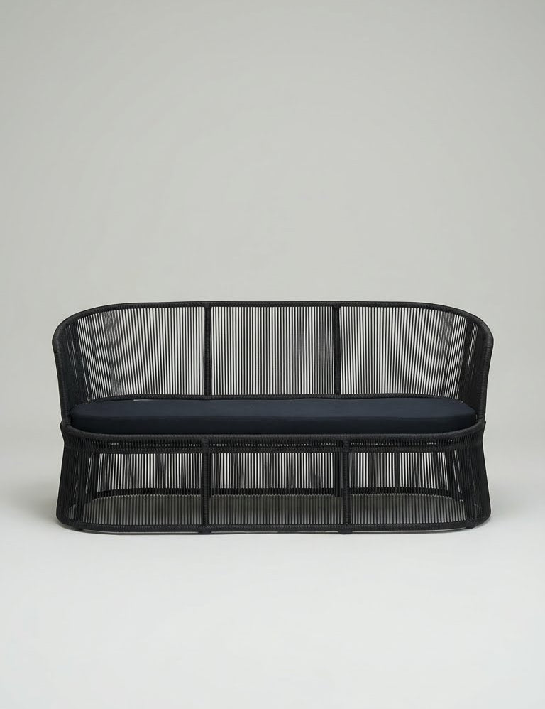 Black wireframe sofa with cushion 